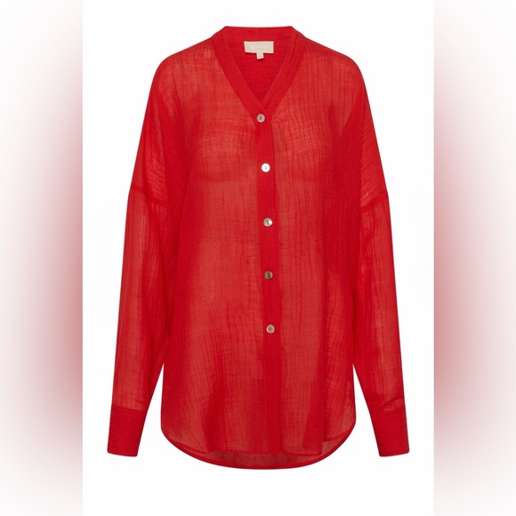 Monday Swimwear BARCELONA TUNIC - CHILI PEPPER CRINKLE LINEN Size P/S - Picture 2 of 5